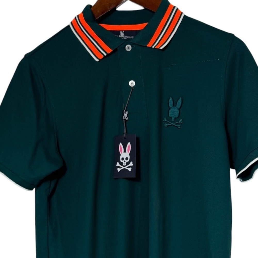 Psycho Bunny Mens Newell Fashion Polo Spruce Green B6K252W1PC Size 4 S NEW